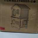 Outdoor Cat House with Insulated Liner, Weatherproof for Feral Multi Cat, 2 Story Plastic Elevated Cat Shelter with Escape Door, Scratching Post, Stainless Steel Bowl, Grey 21.5" D x 21" W x 34" H