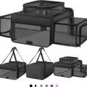 Top and 2 Sides Expandable Large Cat Carrier 18x13.5x9.5, TSA Airline Approved Dog Carriers for Large Dogs, Soft-Sided Pet Carrier with Self-Locking Zippers for Kitten,Rabbit, Puppy, Guinea Pig Black