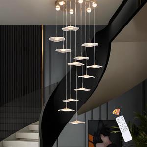 GEADI Gold Petal LED Chandelier, 119in Foyer Light for High Ceilings
108W Staircase Pendant with Remote, 3000K-6500K Dimming, 10000 Lumens, 118in Adjustable Wire for Entryway, Living Room