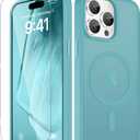 for iPhone 15 Pro Max Case, Matte Magnetic Phone Cover [with 1 Screen Protector] [Support for MagSafe] [Shockproof Military Grade Protection] Translucent Frosted Back, Light Blue