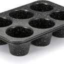 Monfish Jumbo muffin pan 6 Cup, deep muffin pan extra large cupcake tin black granite finish carbon steel baking pan 3.5dia x3 inch cup