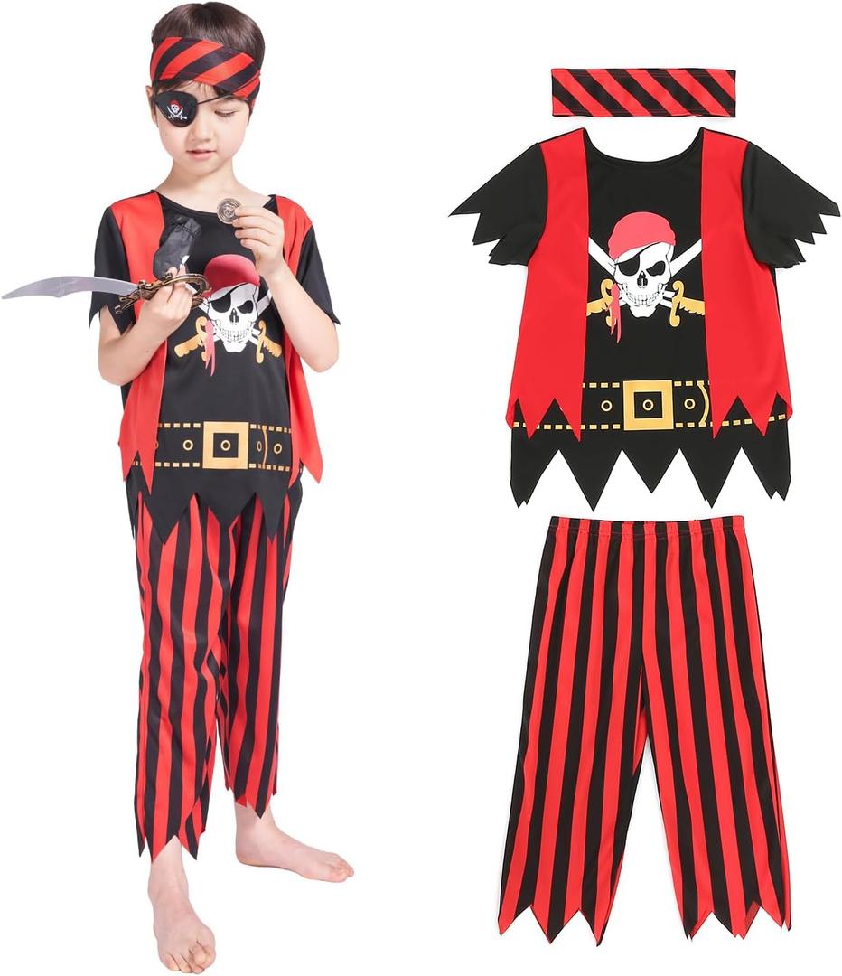 Wizland Kids Pirate Costume, Boys Pirate Costume Helloween Role Play Outfit