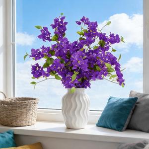 HCTCPALS Artificial Flowers for Outdoors 10 Pcs Bougainvillea Plant Realistic Silk Fake Flowers for UV Resistant Faux Plants Outdoor Indoor Outside Front Porch Hanging Planter Decoration-30 Purple