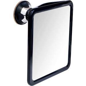 MIRRORVANA Fogless Shower Mirror for Shaving with Upgraded Suction, Dual Anti Fog Design, Shatterproof Surface & 360 Swivel, 8" x 7" (Black)