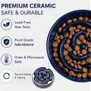 Slow Feeder Dog Bowls, Ceramic Slow Feeding Bowl for Small and Medium Breed, Anti Choking Puzzle Dog Food Bowl with Non-Slip Base for Fast Eater (Blue, S-0.6CUP)