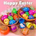 60 Pack 3 Inch Large Plastic Printed Easter Eggs, Empty Fillable Eggs Bulk for Easter Egg Hunt, Easter Basket Stuffers Fillers, Classroom Prize Supplies, Filling Treats and Party Favors