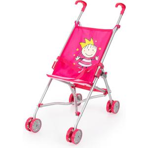 Bayer Design: Doll Buggy - Hot Pink & Princess - Play Umbrella Stroller, Accessory for Dolls Up to 18", Quick-Fold, Dual Wheels, Seat Belt, Kids 3+