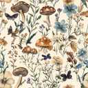 Mushroom Wallpaper Peel and Stick Vintage Floral Contact Paper 16.9" x 118.1" Boho Self Adhesive Removable Wallpaper Mushroom Forest Decorative Contact Paper for Bathroom Cabinets Vinyl (Beige)