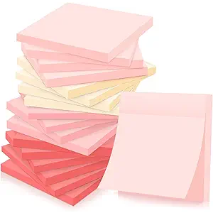 Fainne 24 Pack Sticky Notes Bulk Colorful Self-Stick Note Pads Adhesive Sticking Self-Stick Multicolor Paper Memo for Books Teacher Student Office Blank Desk Pads (3''x3'',Gradient Pink Color)