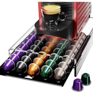 Storage Drawer for Nespresso Original Line Coffee Pod Holder for Counter Acrylic Coffee Capsule Organizer - 40 Pods