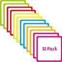 4 x Magnetic Blank Labels, 12 PCS Dry Erase Reusable Neon Name Tag Magnets with Colorful Frame in 6 Colors for Whiteboard, Locker, Fridge, School, Office, Home (Each Measures 4" x 4")