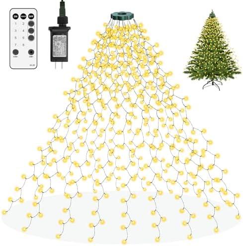LUSARRYWILL Christmas Tree Lights, 400 LED Christmas String Lights with Ring for Tree, 6.6FT x 16 Lines Fairy Lights for Indoor Outdoor Xmas Tree Decor, Warm White