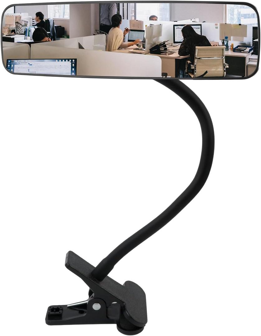 Cubicle Rear View Mirror to See Behind You Adjustable Cubicle Desk Mirror, Strong Clip-On Mount, Fits Monitors & Cubicle Walls