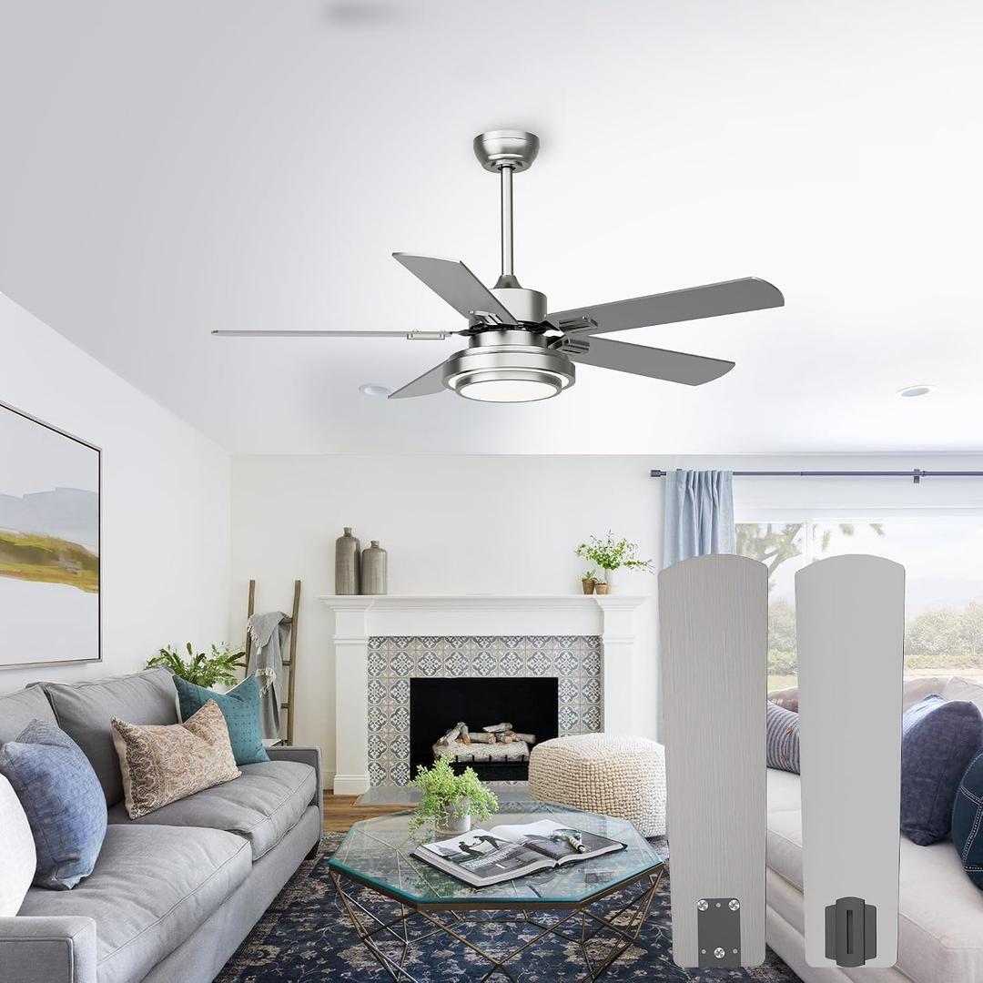 Ceiling Fans with Lights, 52inch Low Profile Ceiling Fan with Light, 6 Speeds Reversible DC Motor Black Ceiling fan with Light and Remote Control, Ceiling Fan for Bedroom Living Room, Indoor/Outdoor