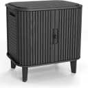 Keter Velo 30 Gallon Outdoor Storage Cabinet, Weather-Resistant Resin Deck Box with Steel Reinforcement, Lockable, Wood-Look Finish, Graphite
