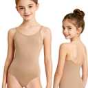 DANSHOW Women and Girls Nude Seamless Camisole Undergarment Leotard with Transition Straps(8A13)