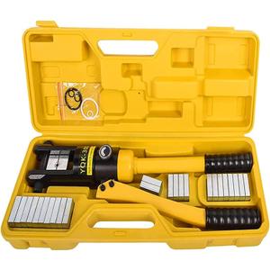 16T Hydraulic Crimping Tool 8 AWG to 600 MCM Battery Cable Crimping Tool 0.87 inch Stroke Hydraulic Lug Crimper Electrical Terminal Crimper with 13 Pairs of Dies