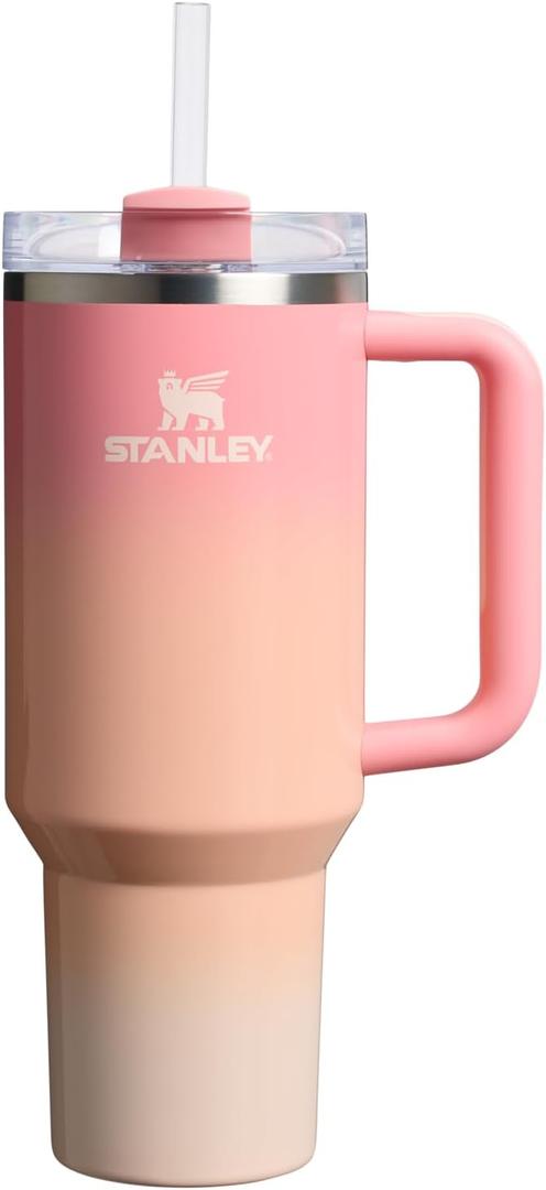 STANLEY Quencher H2.0 Tumbler with Handle and Straw 40 oz | Flowstate 3-Position Lid | Cup Holder Compatible for Travel | Insulated Stainless Steel Cup | BPA-Free | Pink Mesa Sunset