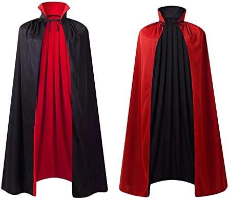 55" Stand Collar Reversible Cloak Masquerade Cape Costume, Black and Red(55"/140cm, Black and Red) : Clothing, Shoes & Jewelry