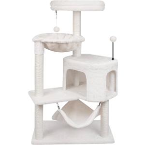 YUNIQUE 39.4'' Cat Tree with Cat Condo and Big Hammock, Beige