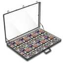 Card Display Case Large Aluminum 34" L x 22" W, Lockable Trading Card Display with Handle, 3" H Portable Trade Show Display Case for Sports Card/TCG/Jewelry Collection, Black