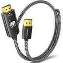 Warrky DisplayPort to HDMI Cable [8K@60Hz, 4K@240Hz, Nylon Braided, Black] 3.3FT Unidirectional DisplayPort 1.4 Source to HDMI 2.1 Display, DP to HDMI Compatible with PC, Dell, AMD, Lenovo, Monitor