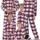 PajamaGram Christmas Pajamas For Family, Fireside Plaid, Men's LG Red