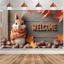 Fall Decorations for Home, Welcome Fall Photography Backdrop Thanksgiving Harvest Party Banner Cute Squirrel Photo Booth Background 70.8 x 43.3 Inch