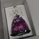 Emibele Mother's Day Angel Rose Gifts for Mom Grandma, Preserved Real Rose in Glass Angel Figurines, Eternal Flower Rose Gifts for Women on Birthday Valentines Anniversary Thanksgiving, Purple