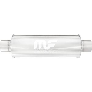 MagnaFlow Performance Exhaust Muffler 14419: 3"/3" Inlet/Outlet, 4x4x14" Round, Stainless Steel, Brushed Finish