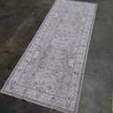 Hallway Washable Runner Rug - 4' x 10', Kitchen Rugs Entryway Rug Runner Vintage Soft Floor Mat Non Slip Indoor Farmhouse Carpet for Bathroom Living Room Bedroom (4' x 10' Beige)