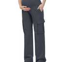 GLAMIX Women's Maternity Cargo Pants with Four Pockets Over The Belly Scrub Pants Pregnancy Clothes(Dark Gray, S) 