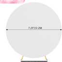 Wokceer 7.2FT Round Backdrop Cover White Round Arch Covers with Buckles Polyster Circle Balloon Arch Backdrop Cover for Wedding Birthday Party Ceremony Decor