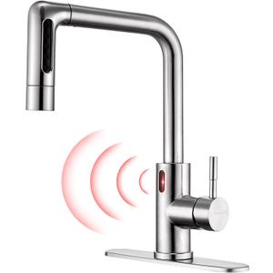 Charmingwater Touchless Kitchen Faucet with 5 Modes Pull Down Sprayer, Single Handle Stainless Steel Motion Sensor Faucet for Kitchen Sink, Brushed Nickel