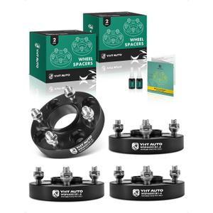 YHTAUTO 4x4.5 Hub Centric Wheel Spacers 1 Inch Fits Nissan Altima Maxima 200SX 240SX 300ZX, Infiniti G20 M30 4x114.3mm Tire Spacers w/ M12x1.25 Studs, 66.1mm Hub Bore 4 Lug 4PCS Black