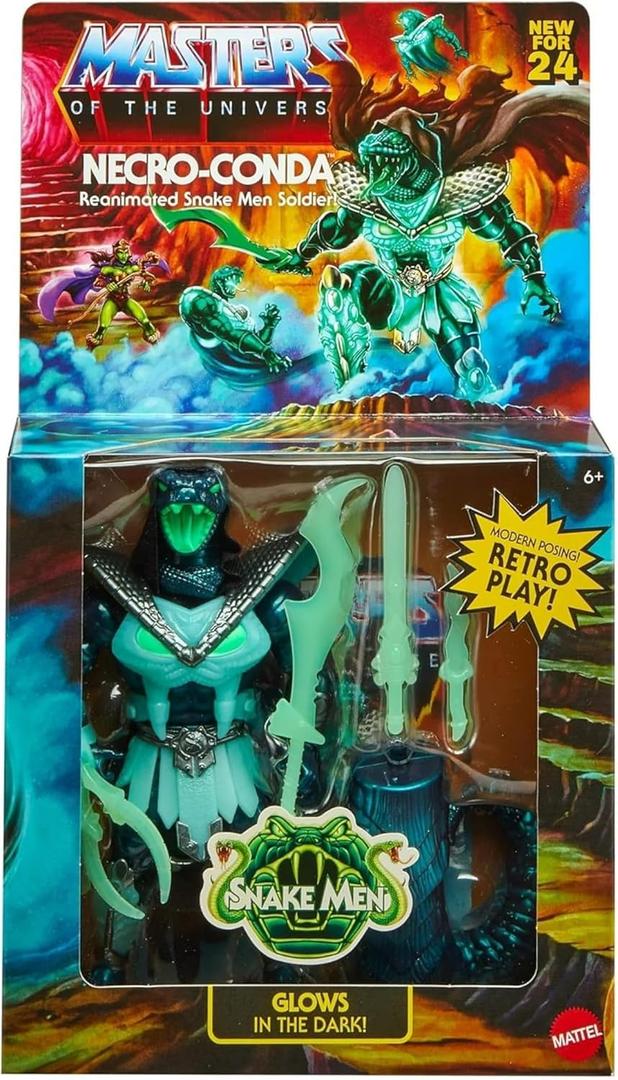 Masters of The Universe Motu Origins Necro-Conda Deluxe Snake Men Soldier Glows in The Dark