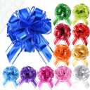12 PCS Pull Bows for Gift Wrapping, 7 Inch Extra Large Gift Bows Multiple Colors with 20 Self-Adhesive Dots, Reusable Ribbon Bows for Wrapping Boxes, Baskets, Weddings, Birthdays & Flower Decorations