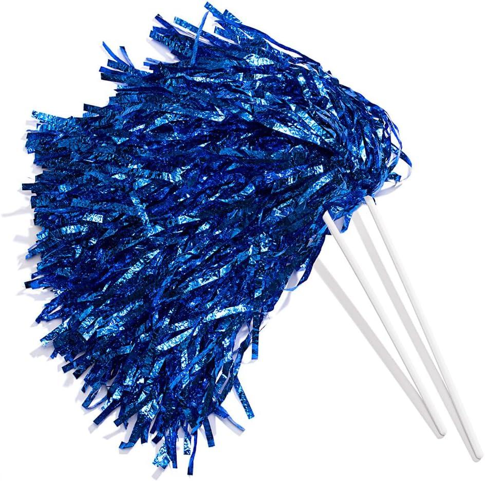 Anderson's Metallic Royal Blue Foil Textured School Spirit Shakers, Cheerleader Pom Poms, Football, Basketball, Homecoming, Squad, Team, Party, Dance, Club, Performance, Fan Celebration Pack of 10