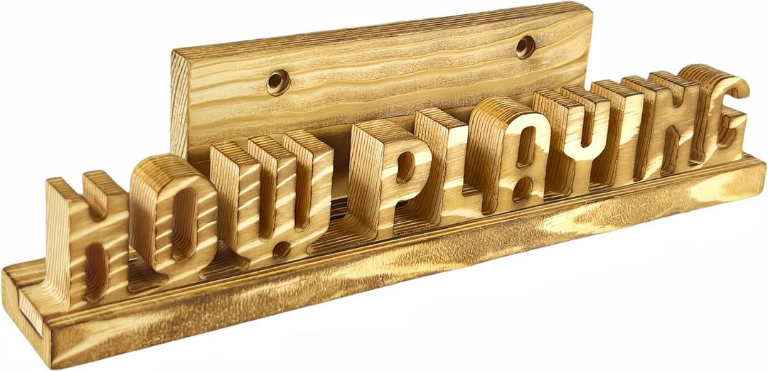 Now Playing Vinyl Record Stand Wall Mount Real Wood - 3D Retro Letter Wooden Album Display Stand - LP Record Wall Holder Floating Shelves - Vinyl Gift Ideas
