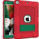 Rantice iPad 9th/8th/7th Generation Hybrid Shockproof Rugged Drop Protection Cover with Kickstand for iPad 10.2'' (Red+DarkGreen)