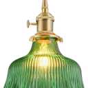 Vintage Pendant Lights for Kitchen Island Lily Green Glass Pendant Lighting Bedroom Brass Pendant Light Farmhouse Hanging Light fixtures with Glass Shade for Dining Room Bedroom