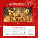 13x6ft Happy New Year Garage Door Banner Golden LettersBackdrop New Year's Eve Garage Door Cover Decoration for Celebration Party Indoor Outdoor House Wall Background Decor