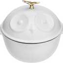 Owl Shaped Cast Iron Dutch Oven with Lid 1.5 qt Enameled Dutch Oven for Bread Baking,White