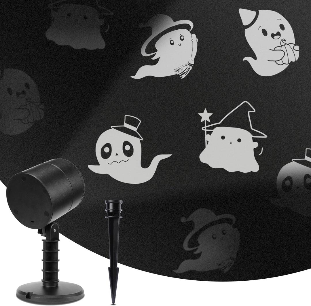 Halloween Projection Lights Outdoor, Rotating Ghost Projector Lights with Timer Function, Halloween LED Projector Waterproof for Outside House Yard Garage Front Door Decor