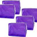 2 x 5 pcs Travel Accessories Cosmetic Pouch Bag Makeup Bag Transparent Custom Clear Pvc,PVC for Woman Fashion Zipper Letter (purple)