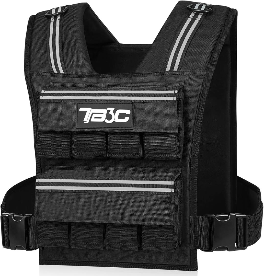 Adjustable Weighted Vest Men and Women 19lbs/ 30lbs/ 40lbs Weights with Reflective Stripe, Weight Vest Woman Workout Vest for Strength Training,Running & Walking (Black)