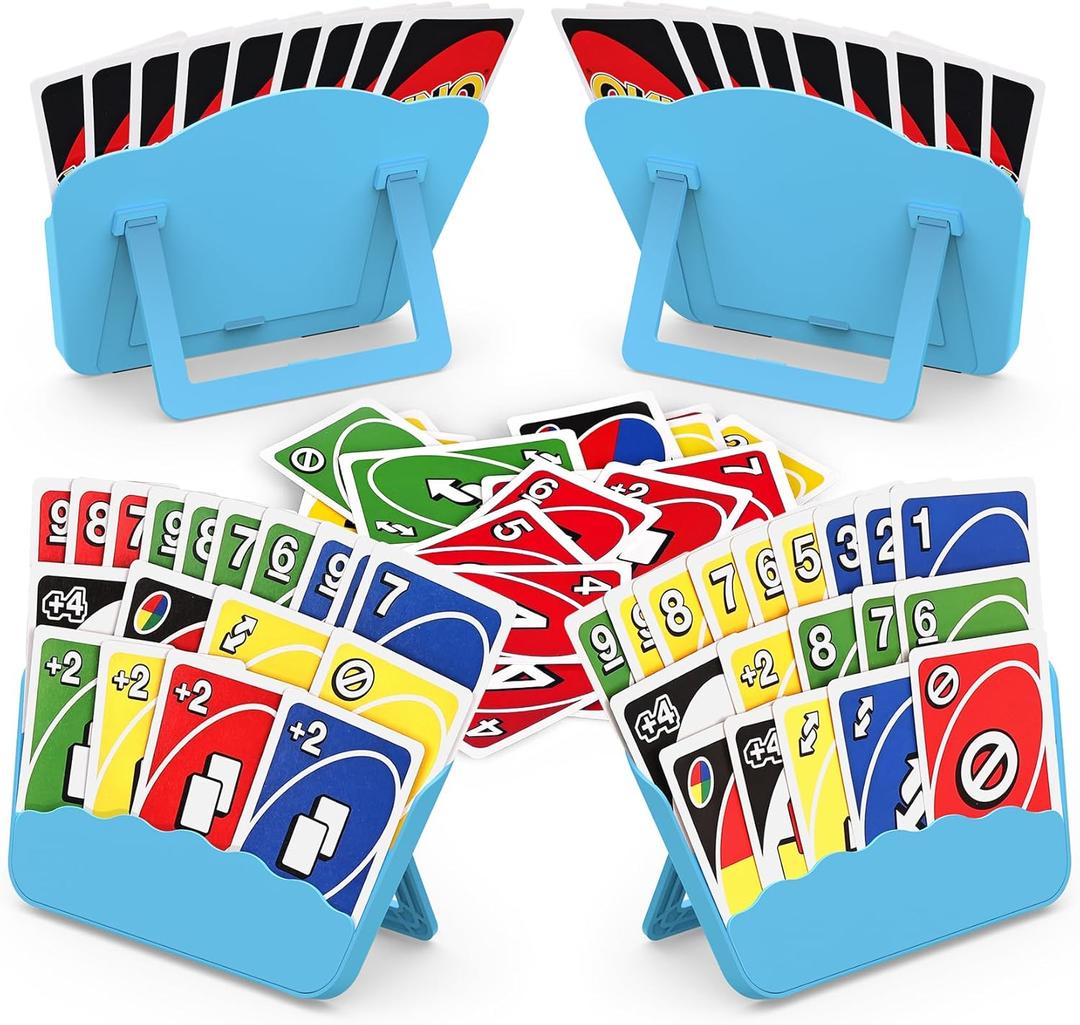 Tenyond Card Holders for Playing Cards - 4 Pack Playing Card Holder with Foldable Stand for Easy Storage and Travel Games, for Seniors, Little Hands, or Arthritis Hands, UNO, Poker