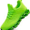 Mens Running Shoes Breathable Mesh Blade Walking Shoes Slip on Tennis Sneakers Fashion Non Slip Work Sport Gym Cross Trainer, Green. 47 Size