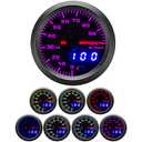 2-1/16" 52mm Oil Pressure Gauge Kit 7 Color 0 to 100 PSI Pointer & LED Digital Readouts Black Dial - Clear Lens Fit for 12V Cars Trucks