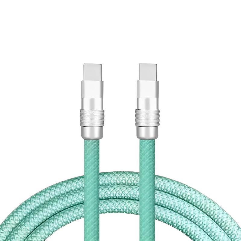 Rainbow Chubby - Colorful Chubby Cable Gradual Durable Charger Cable USB-C to USB A Cable Nylon Braided Fast Charging Data Cord for Phone, Green, Type-C to Type-C, 1.64 FT